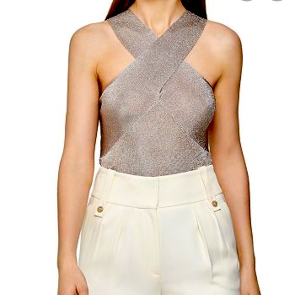 Reiss Imogen Metallic Halter Top - Picture 2 of 8